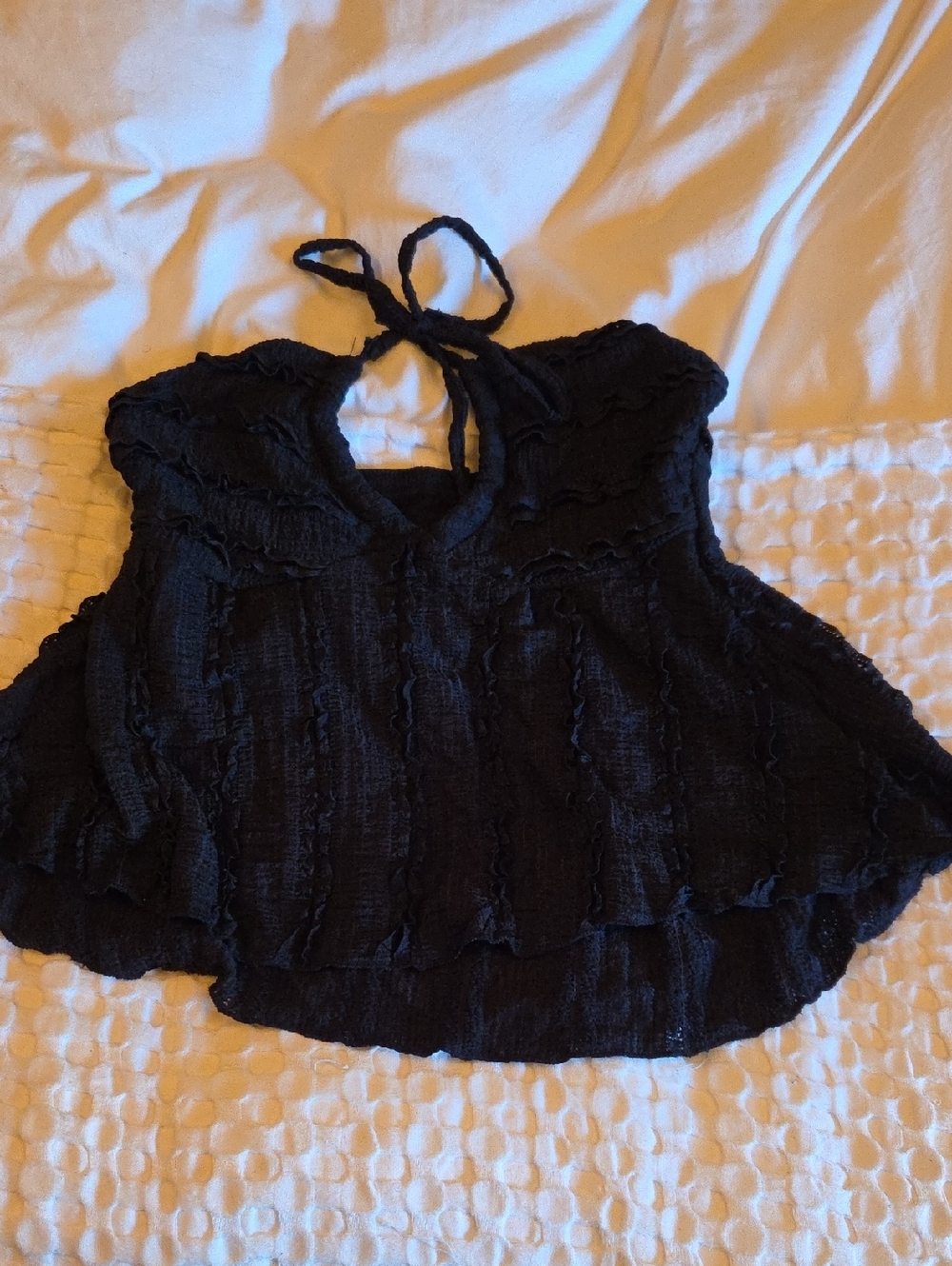 Black Ruffled Tube Top Small